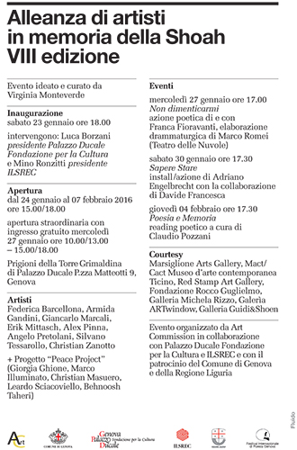 segrete,tracce di memoria,2016,VIII edizione,VIII edition,genova,palazzo ducale,doge s palace,torre grimaldina,grimaldina tower,christian zanotto,IX,nine,armida gandini,fatti raccontare come e andata,virginia monteverde,red stamp art gallery